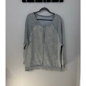 EUC cotton/Poly blended oversize ladies top size XL Gray Different knit textures